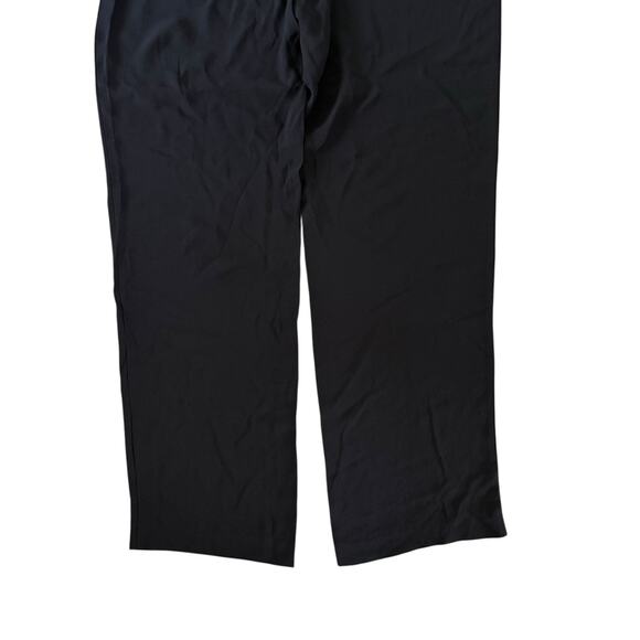 EILEEN FISHER Silk Georgette Crepe Full Length Straight Pants Zipper Black Large - Picture 9 of 12